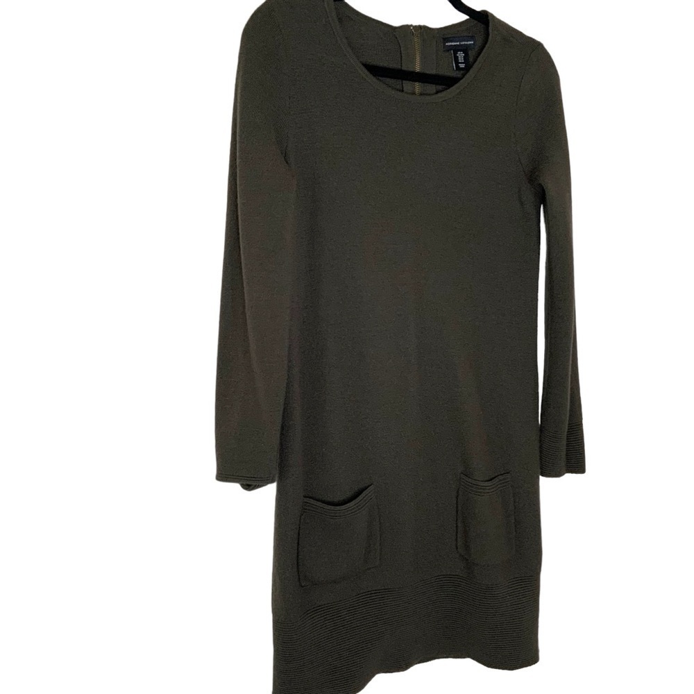 Adrienne Vittadini dark green wool blend tunic sweater. Size M h21 - Picture 2 of 6